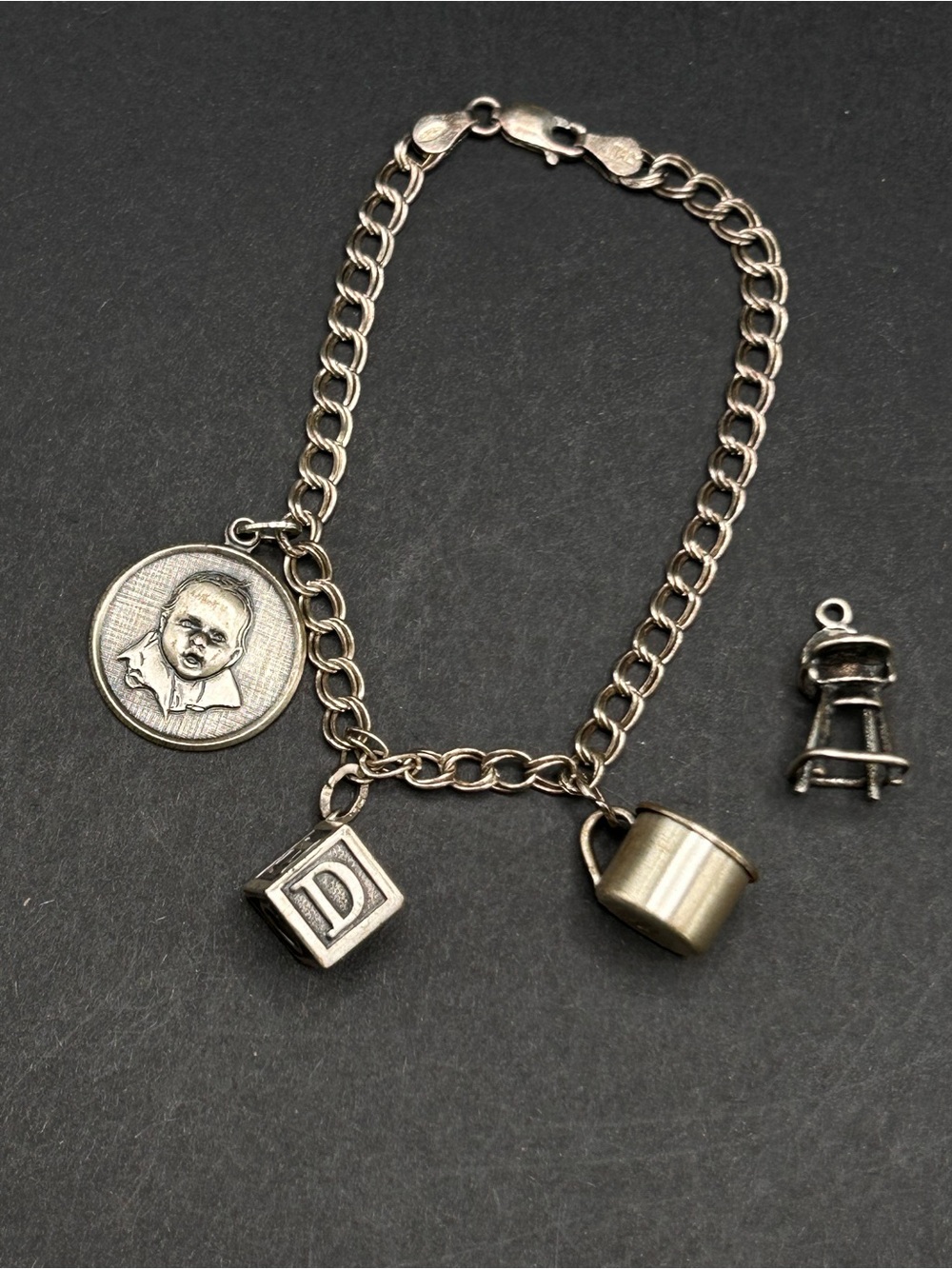 Beau Sterling Silver Baby Theme Charm Bracelet 4 charms included